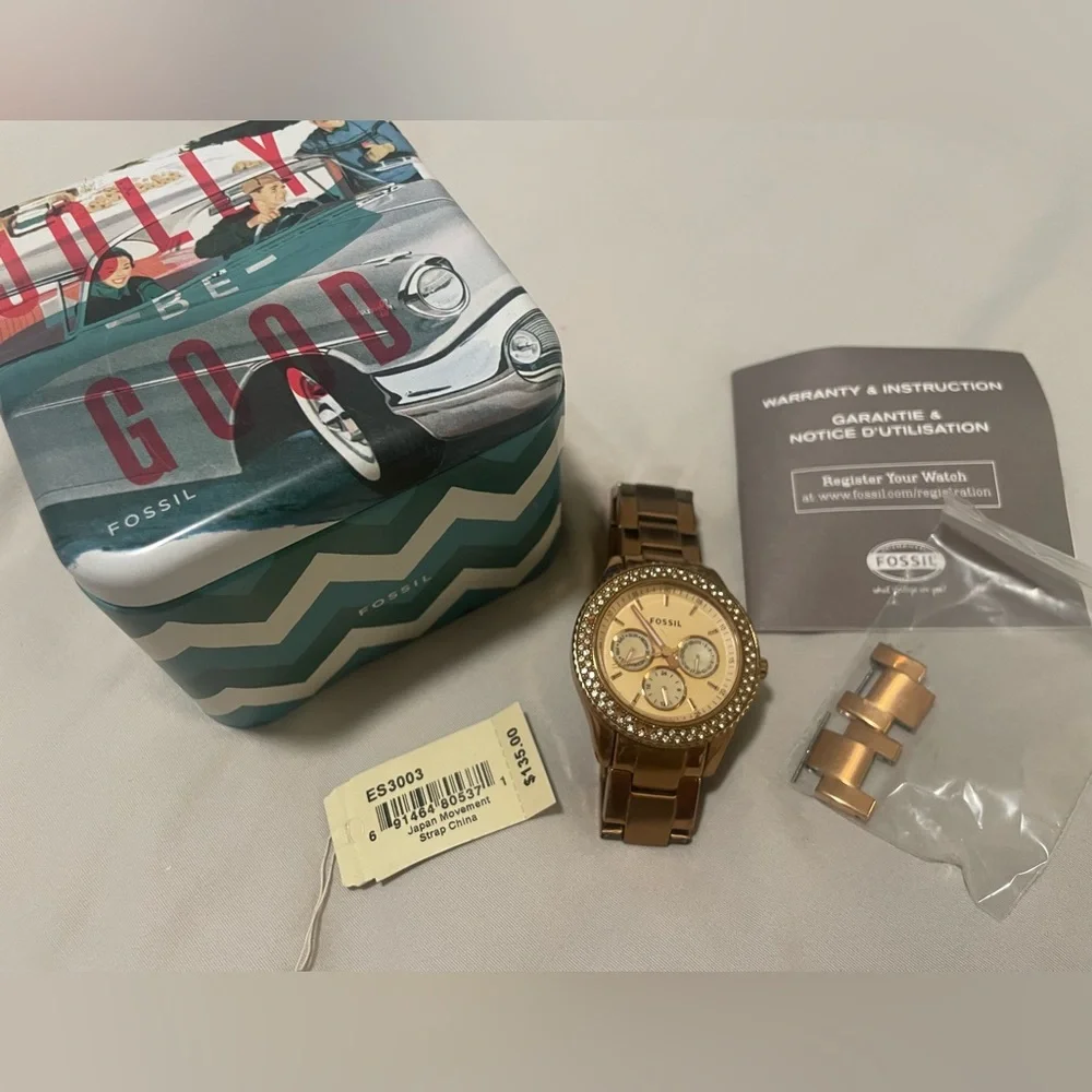 Fossil Rose Gold Women’s Watch with Crystal Accents - Picture 7 of 8
